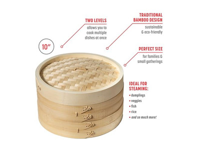 Cesta de Vapor de Bambu Chinesa para Dim Sum