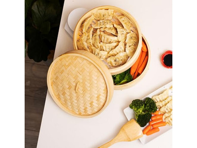 Cesta de Vapor de Bambu Chinesa para Dim Sum