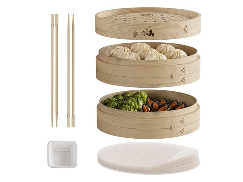 Cesta de Vapor de Bambu para Cozinha Profissional