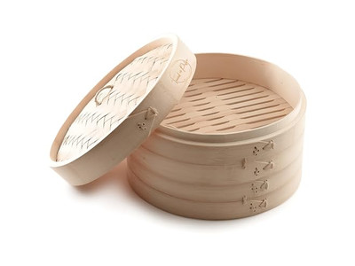 Cesta de Vapor de Bambu com Tampa para Panela Funda